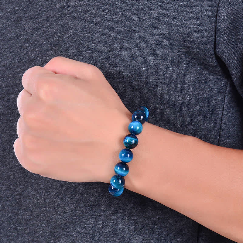 Oriental Buddha Blue Tiger Eye Protection Bracelet