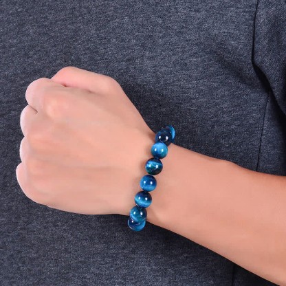 Oriental Buddha Blue Tiger Eye Protection Bracelet