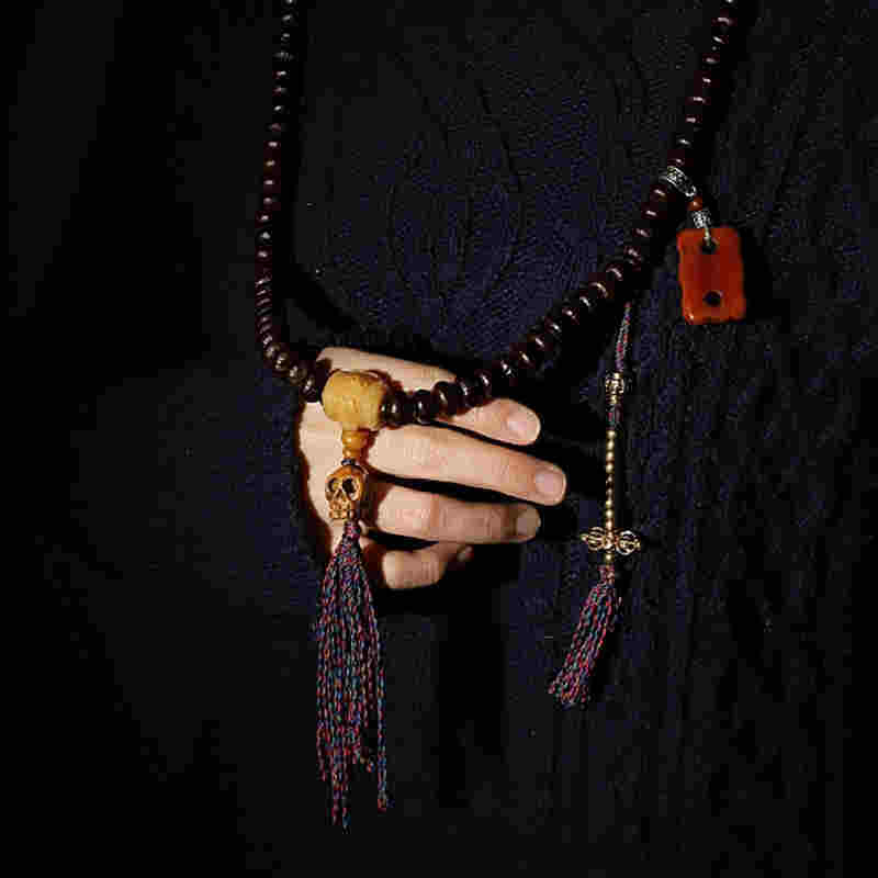 Oriental Buddha Tibet 108 Mala Beads Purple Bodhi Seed Bagua Vajra Auspiciousness Bracelet