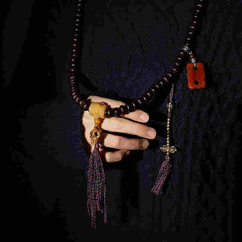 Oriental Buddha Tibet 108 Mala Beads Purple Bodhi Seed Bagua Vajra Auspiciousness Bracelet