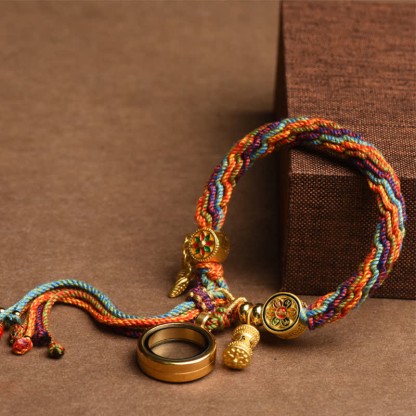 Oriental Buddha Tibetan Om Mani Padme Hum Dreamcatcher Luck Colorful Reincarnation Knot String Bracelet