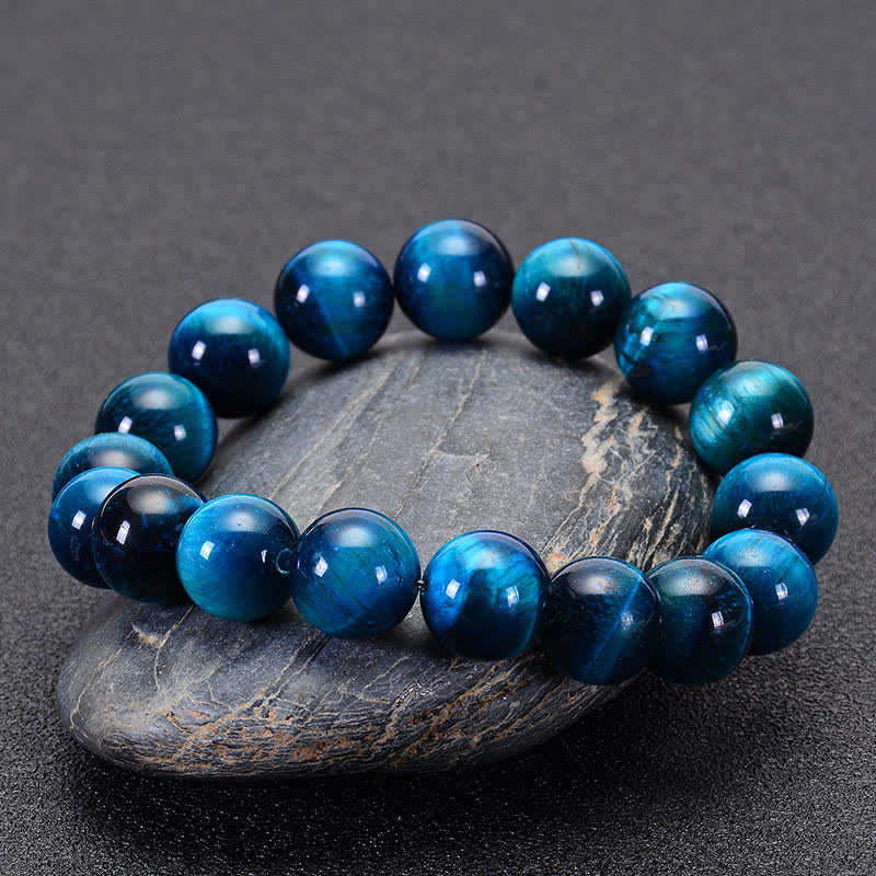 Oriental Buddha Blue Tiger Eye Protection Bracelet