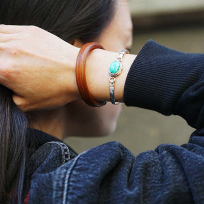 Oriental Buddha 925 Sterling Silver Turquoise Balance Protection Handmade Nepal Bracelet Bangle