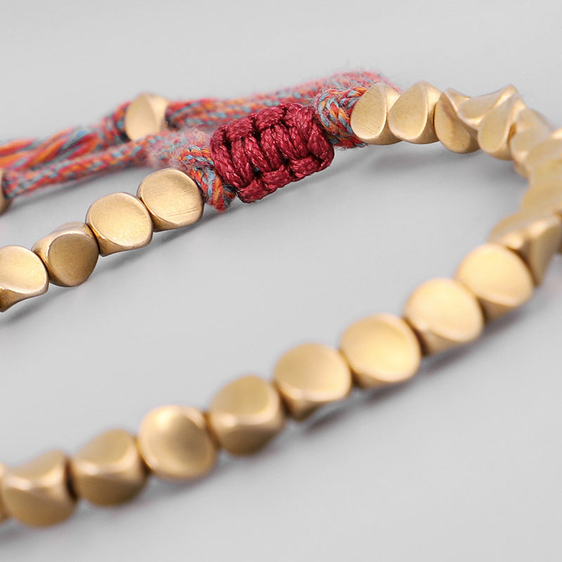 Oriental Buddha Tibetan Copper Beads Healing Luck Bracelet