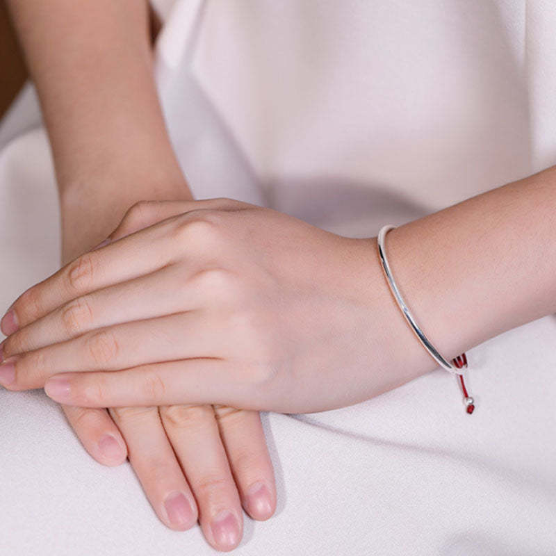 Oriental Buddha  925 Sterling Silver Red String Healing Knot Bracelet