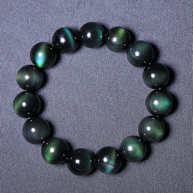 Oriental Buddha Natural Green Eye Obsidian Wealth Bracelet