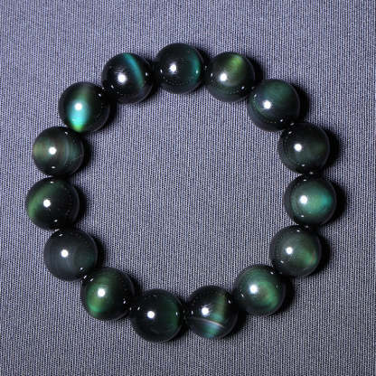 Oriental Buddha Natural Green Eye Obsidian Wealth Bracelet