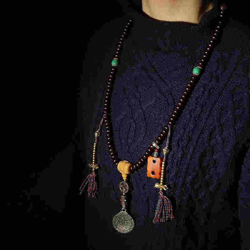 Oriental Buddha Tibet 108 Mala Beads Purple Bodhi Seed Bagua Vajra Auspiciousness Bracelet