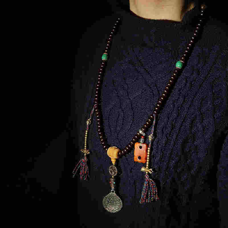 Oriental Buddha Tibet 108 Mala Beads Purple Bodhi Seed Bagua Vajra Auspiciousness Bracelet