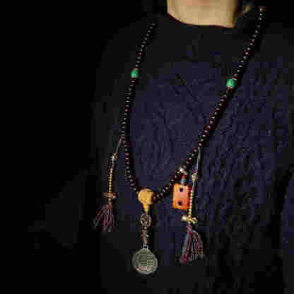 Oriental Buddha Tibet 108 Mala Beads Purple Bodhi Seed Bagua Vajra Auspiciousness Bracelet