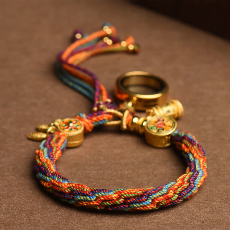 Oriental Buddha Tibetan Om Mani Padme Hum Dreamcatcher Luck Colorful Reincarnation Knot String Bracelet