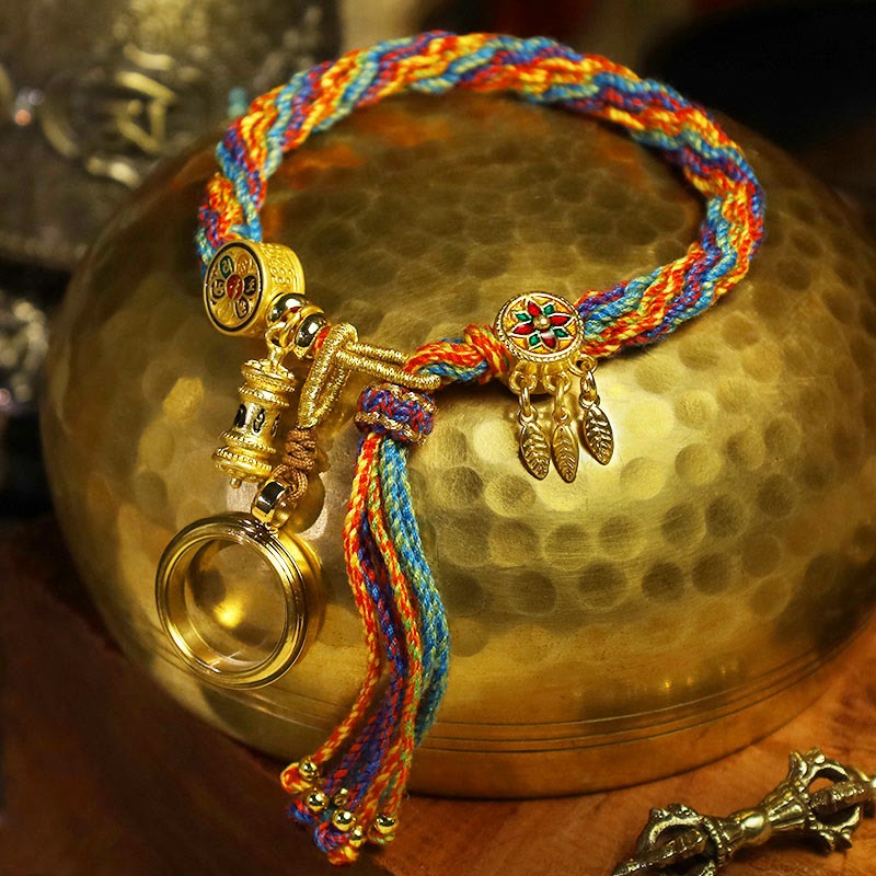 Oriental Buddha Tibetan Om Mani Padme Hum Dreamcatcher Luck Colorful Reincarnation Knot String Bracelet