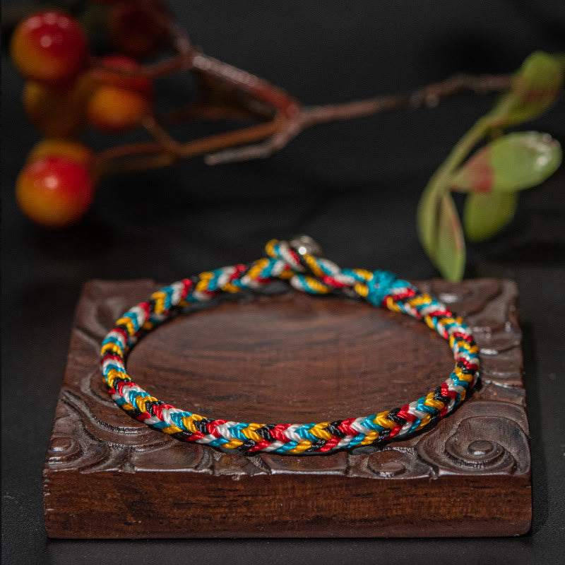 Oriental Buddha Tibet Handmade Five Color Thread Protection Braid String Bracelet