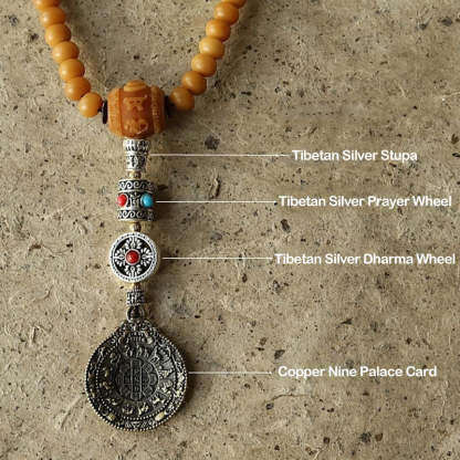 Oriental Buddha Tibet 108 Mala Beads Bodhi Seed Bagua Vajra Wealth Bracelet