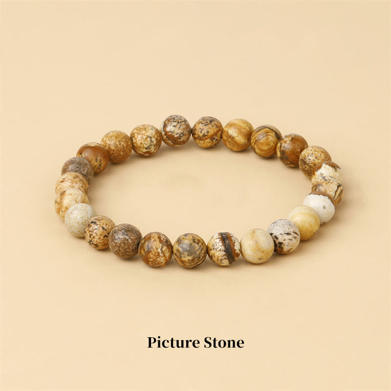 Oriental Buddha Natural Stone Quartz Healing Beads Bracelet