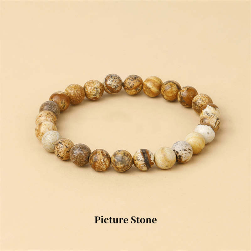 Oriental Buddha Natural Stone Quartz Healing Beads Bracelet