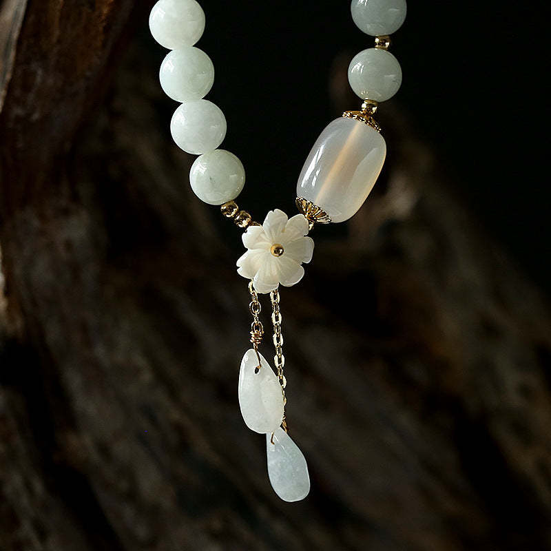 Oriental Buddha Natural White Jade Luck Bracelet
