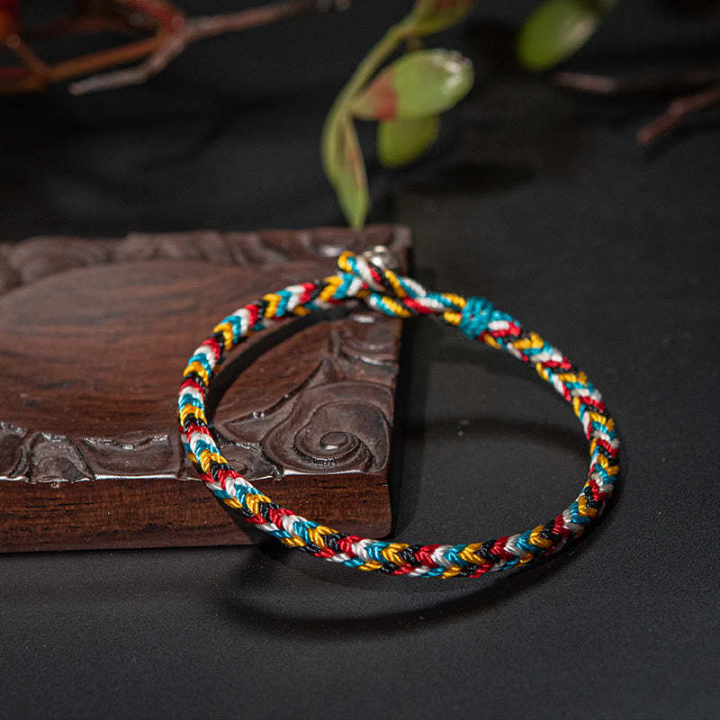 Oriental Buddha Tibet Handmade Five Color Thread Protection Braid String Bracelet