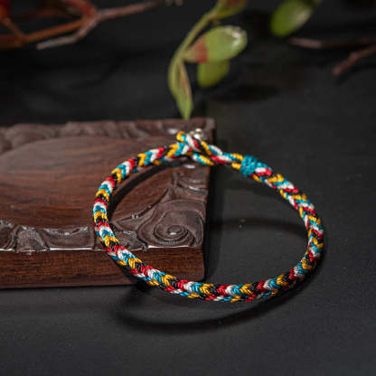 Oriental Buddha Tibet Handmade Five Color Thread Protection Braid String Bracelet