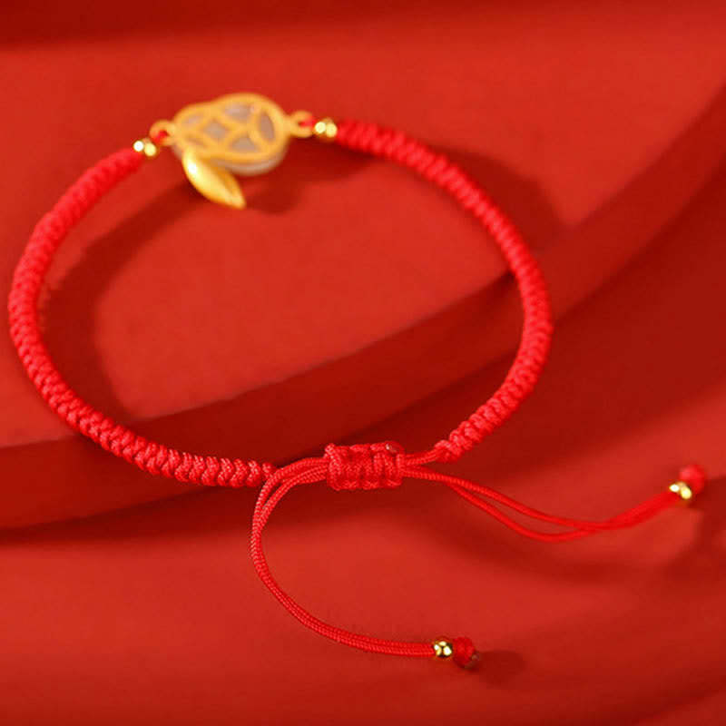 Oriental Buddha 925 Sterling Silver Year of the Rabbit Hetian White Jade Luck Red String Protection Bracelet