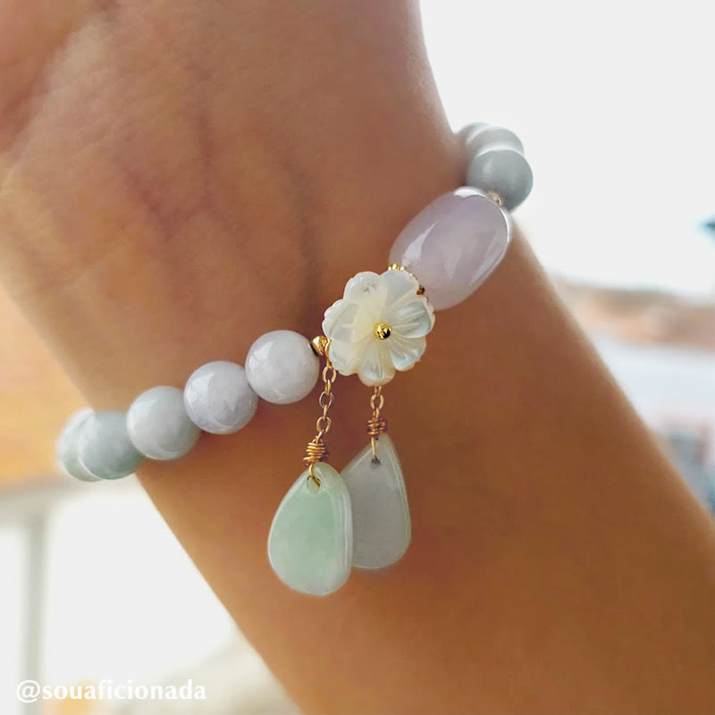 Oriental Buddha Natural White Jade Luck Bracelet