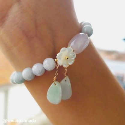 Oriental Buddha Natural White Jade Luck Bracelet