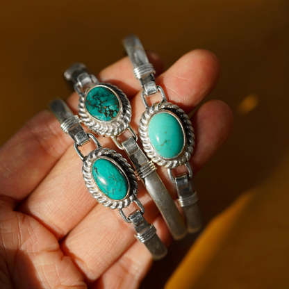 Oriental Buddha 925 Sterling Silver Turquoise Balance Protection Handmade Nepal Bracelet Bangle
