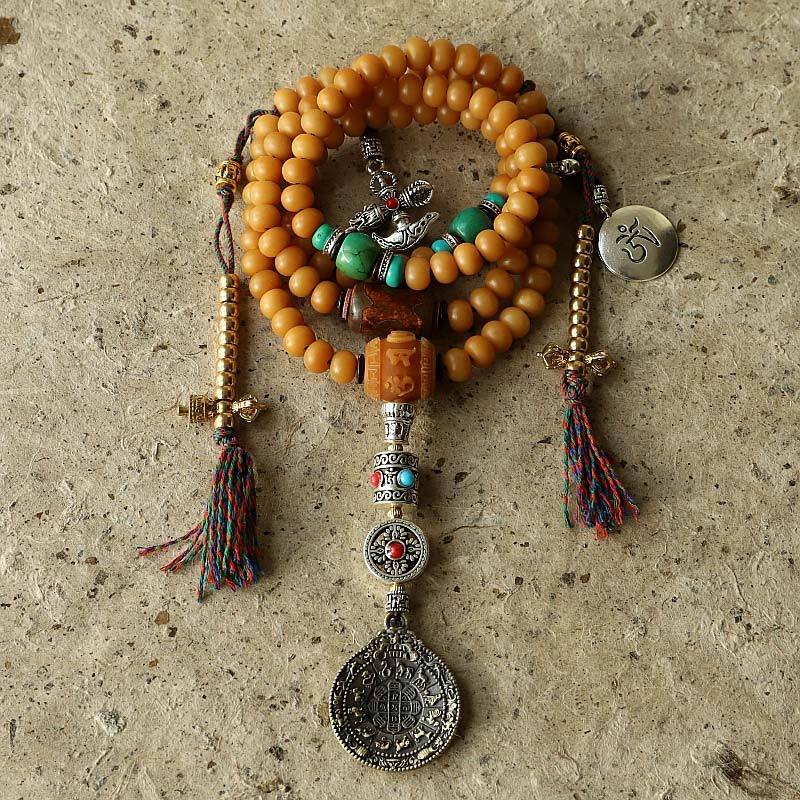 Oriental Buddha Tibet 108 Mala Beads Bodhi Seed Bagua Vajra Wealth Bracelet