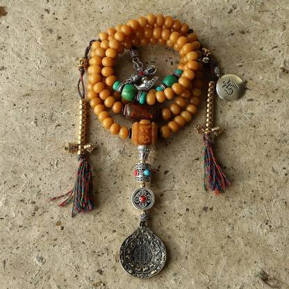 Oriental Buddha Tibet 108 Mala Beads Bodhi Seed Bagua Vajra Wealth Bracelet