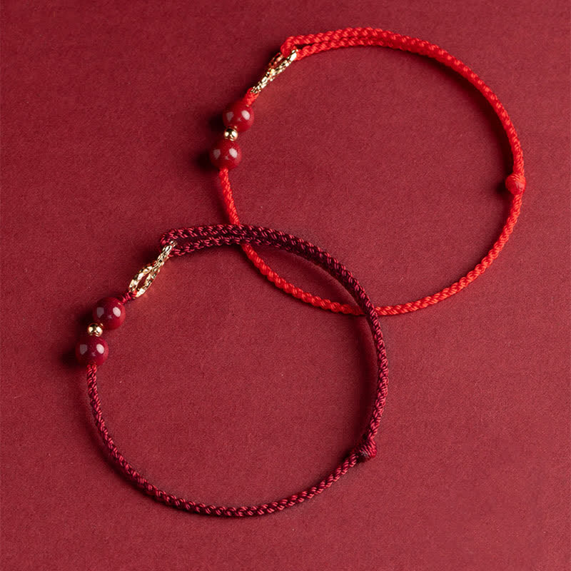 Oriental Buddha Cinnabar Blessing Red String 14K Gold Infinity Symbol Bracelet Anklet