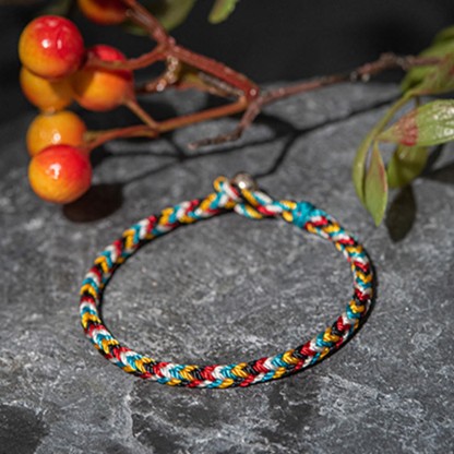Oriental Buddha Tibet Handmade Five Color Thread Protection Braid String Bracelet