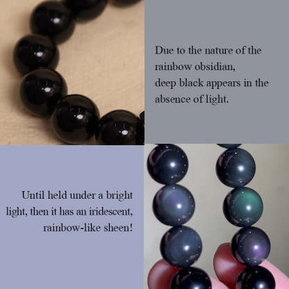 Oriental Buddha Natural Rainbow Obsidian Positive Transformation Bracelet