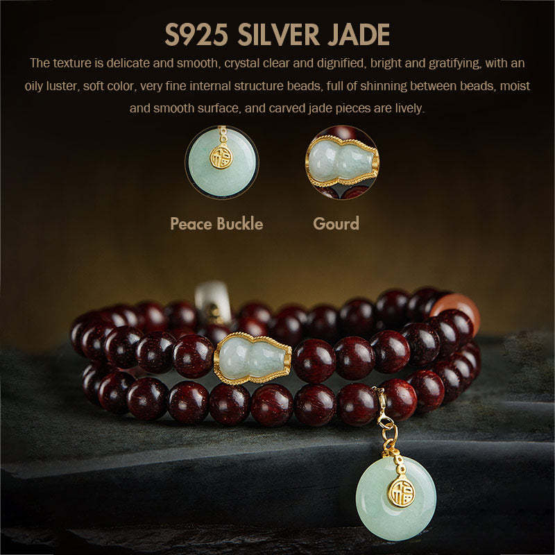 Oriental Buddha Chinese Zodiac Natal Buddha Small Leaf Red Sandalwood Jade Red Agate PiXiu Sooth Bracelet