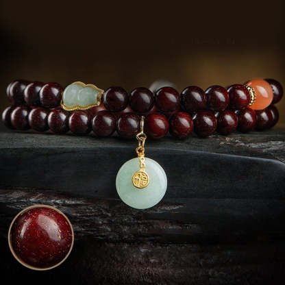 Oriental Buddha Chinese Zodiac Natal Buddha Small Leaf Red Sandalwood Jade Red Agate PiXiu Sooth Bracelet