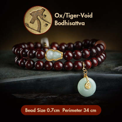 Oriental Buddha Chinese Zodiac Natal Buddha Small Leaf Red Sandalwood Jade Red Agate PiXiu Sooth Bracelet