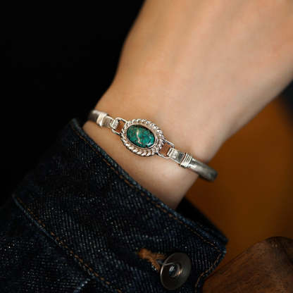 Oriental Buddha 925 Sterling Silver Turquoise Balance Protection Handmade Nepal Bracelet Bangle