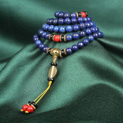 Oriental Buddha Tibetan Mala Lapis Lazuli Positive Bracelet