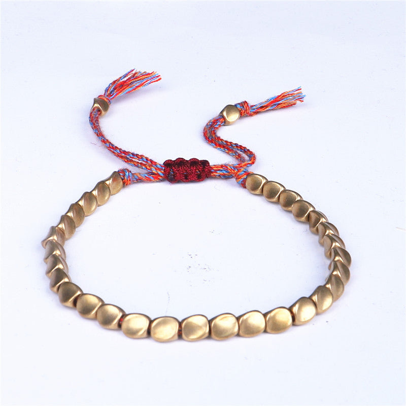 Oriental Buddha Tibetan Copper Beads Healing Luck Bracelet