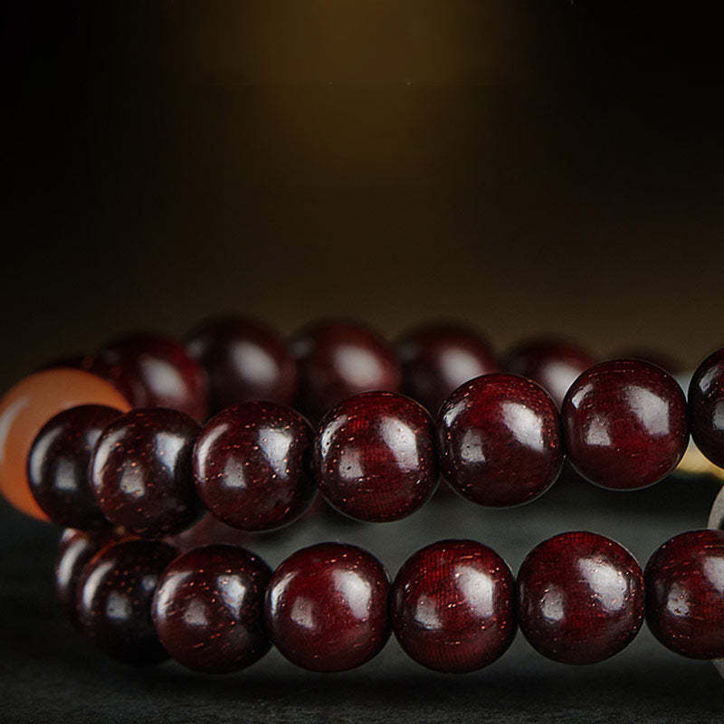 Oriental Buddha Chinese Zodiac Natal Buddha Small Leaf Red Sandalwood Jade Red Agate PiXiu Sooth Bracelet