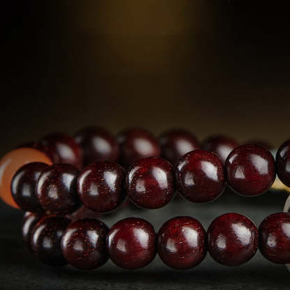 Oriental Buddha Chinese Zodiac Natal Buddha Small Leaf Red Sandalwood Jade Red Agate PiXiu Sooth Bracelet