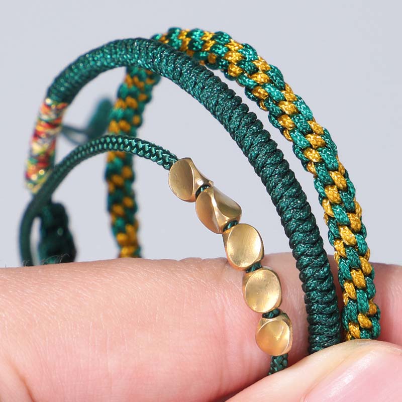 Oriental Buddha 3 PCS Tibetan Copper Beads Healing Protection Luck Bracelet Set