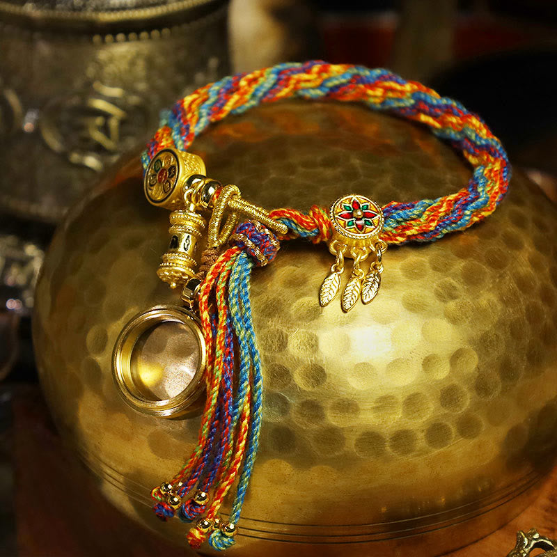 Oriental Buddha Tibetan Om Mani Padme Hum Dreamcatcher Luck Colorful Reincarnation Knot String Bracelet