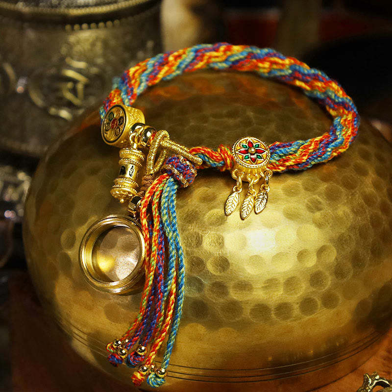 Oriental Buddha Tibetan Om Mani Padme Hum Dreamcatcher Luck Colorful Reincarnation Knot String Bracelet