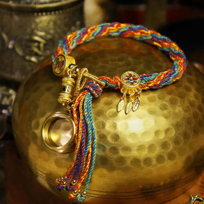 Oriental Buddha Tibetan Om Mani Padme Hum Dreamcatcher Luck Colorful Reincarnation Knot String Bracelet