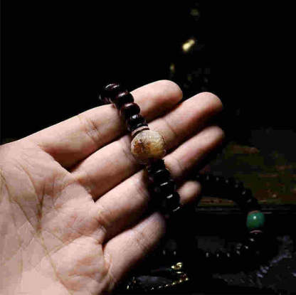 Oriental Buddha Tibet 108 Mala Beads Purple Bodhi Seed Bagua Vajra Auspiciousness Bracelet