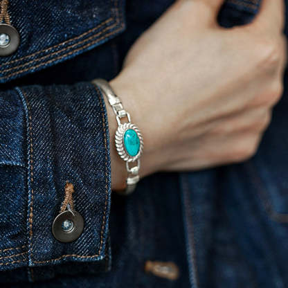 Oriental Buddha 925 Sterling Silver Turquoise Balance Protection Handmade Nepal Bracelet Bangle