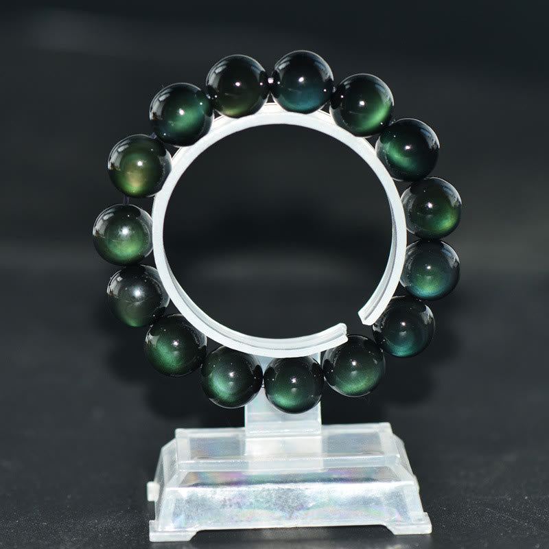 Oriental Buddha Natural Green Eye Obsidian Wealth Bracelet
