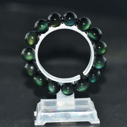Oriental Buddha Natural Green Eye Obsidian Wealth Bracelet