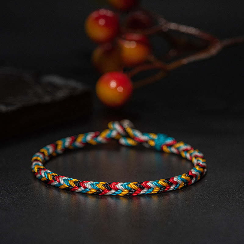 Oriental Buddha Tibet Handmade Five Color Thread Protection Braid String Bracelet