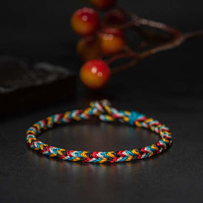 Oriental Buddha Tibet Handmade Five Color Thread Protection Braid String Bracelet